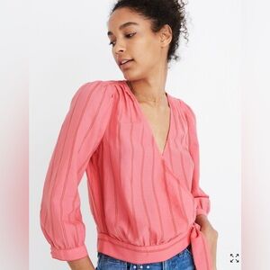 Madewell 100% Cotton Cecelia Stripe Wrap Top